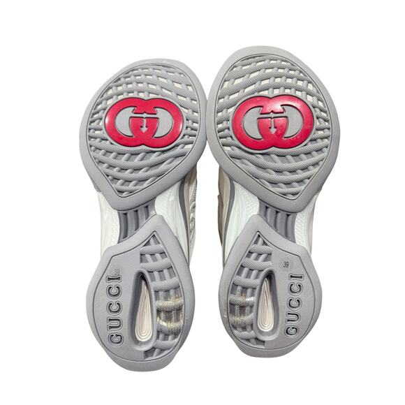 Gucci Womens White Run Sneaker Beige Suede 39 9 Chunky Trending - Picture 3 of 10